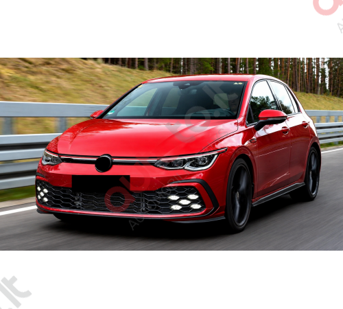 VW Golf 8 GTI stiliaus priekinis bamperis su LED rūko žibintais
